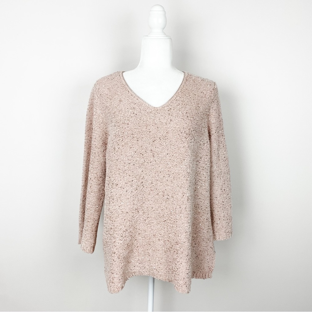 Chico’s Pink Size Extra Large Petite Sequin Sweater